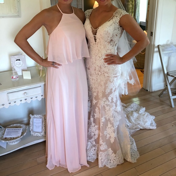 Bill Levkoff Shell Pink Bridesmaid Dress - Picture 3 of 3